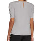 Blusa Calvin Klein Feminina Decote Redondo Detalhe de Botão Cinza Tamanho Médio