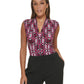 Blusa Calvin Klein Feminina Estampada Sem Mangas Gola V Roxa Tamanho P