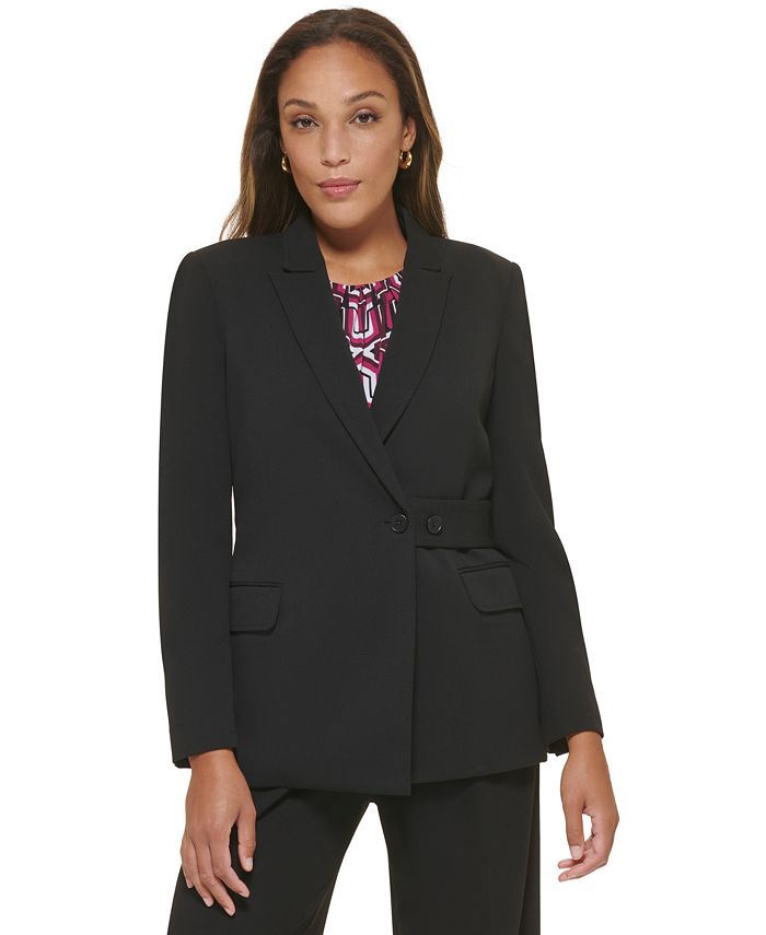 Calvin Klein Blazer Feminino com Botões Laterais Preto Tamanho 16
