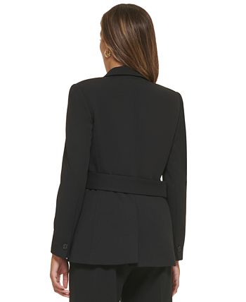 Calvin Klein Blazer Feminino com Botões Laterais Preto Tamanho 16