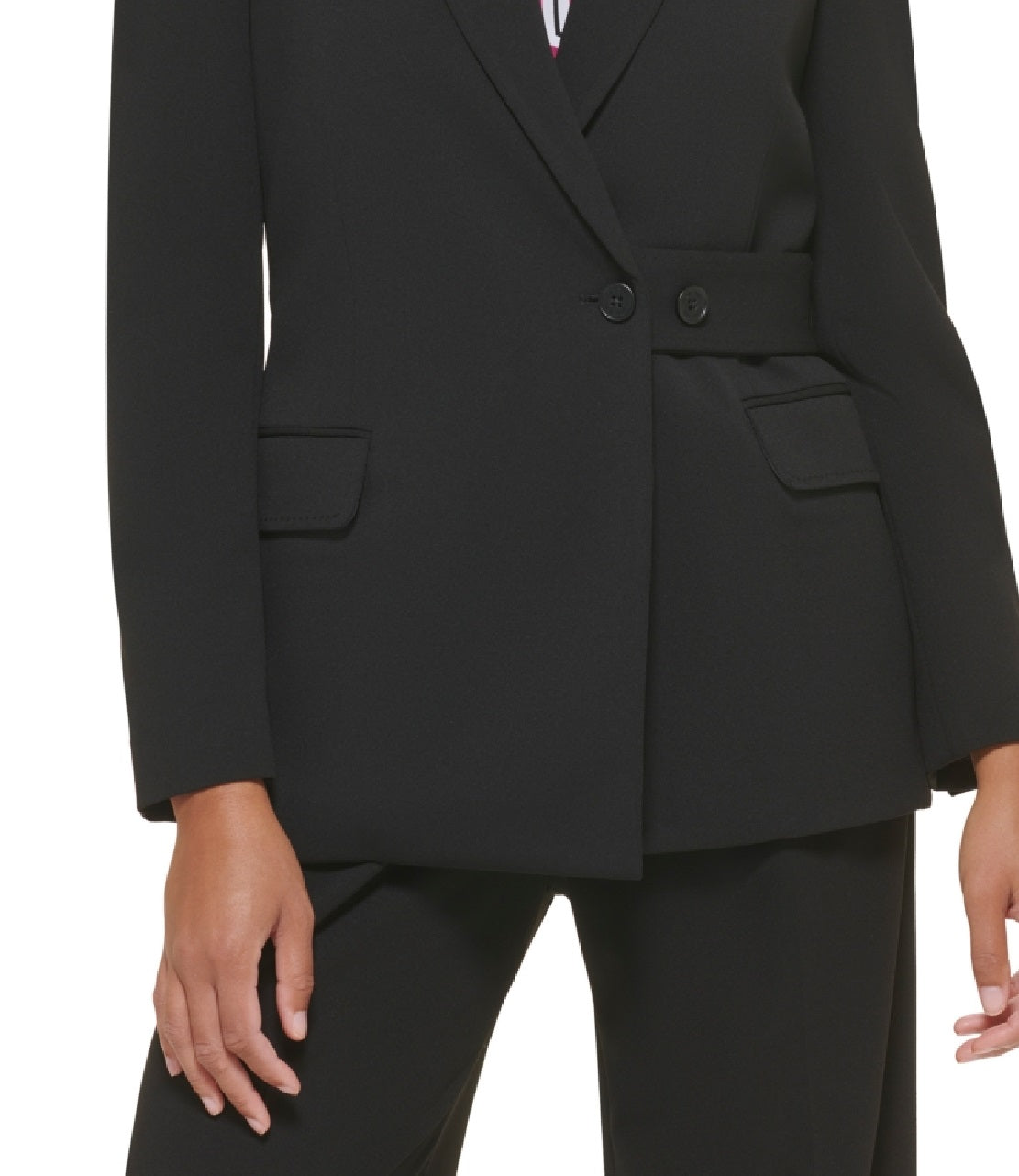 Calvin Klein Blazer Feminino com Botões Laterais Preto Tamanho 12