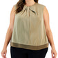 Blusa feminina Calvin Klein sem mangas com frente torcida, bege, tamanho 2X