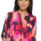 Blusa Calvin Klein Feminina Manga Longa Botão Laranja Tamanho Médio