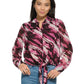 Blusa Calvin Klein Feminina Manga Longa Amarrada Frontal com Botões Roxa Tamanho Grande