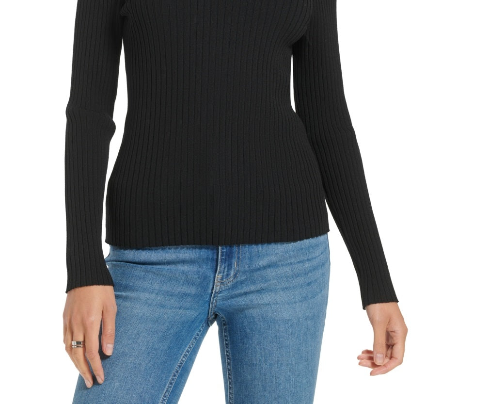 Suéter Calvin Klein Feminino Canelado Keyhole Preto Tamanho P