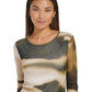 Blusa feminina Calvin Klein de malha estampada e manga comprida, marrom, tamanho X-G