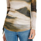 Blusa feminina Calvin Klein de malha estampada e manga comprida, marrom, tamanho X-G