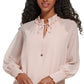 Blusa Calvin Klein Feminina Amarrada na Frente em Chiffon Camponesa Rosa Tamanho Grande