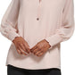 Blusa Calvin Klein Feminina Amarrada na Frente em Chiffon Camponesa Rosa Tamanho Grande