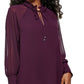 Blusa Calvin Klein Feminina Amarrada na Frente em Chiffon, Roxa, Tamanho X-G
