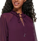 Blusa Calvin Klein Feminina Amarrada na Frente em Chiffon, Roxa, Tamanho X-G