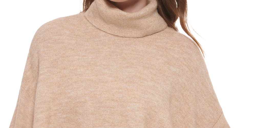 Calvin Klein Suéter Feminino Gola Alta Manga Bufante Marrom Tamanho P