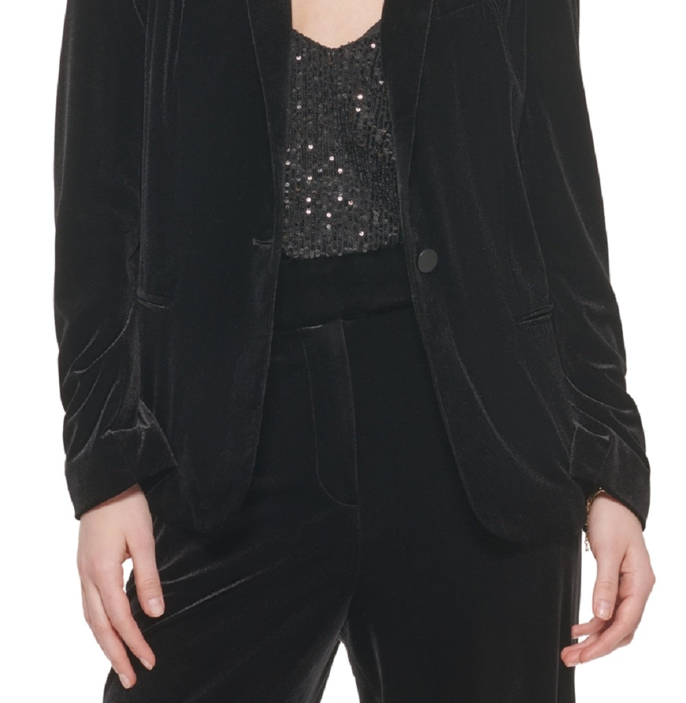 Calvin Klein Blazer de veludo feminino preto tamanho 6
