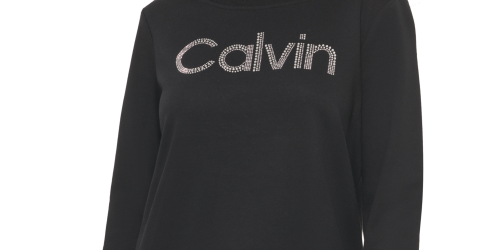 Calvin Klein Moletom Feminino com Logo Crystal Preto Tamanho X-G