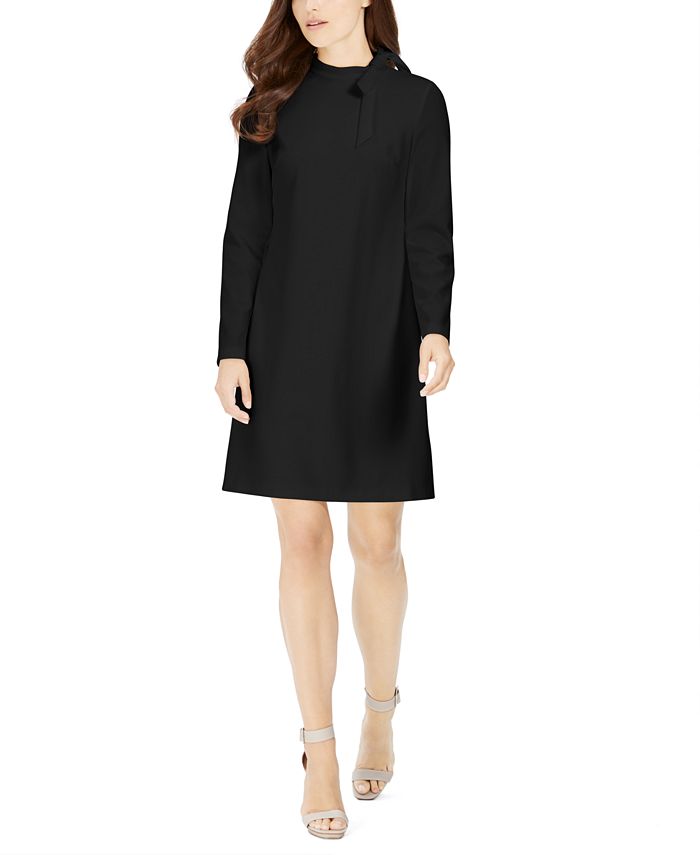 Vestido Calvin Klein Feminino Gola Alta Manga Longa Preto Tamanho 4 Petite