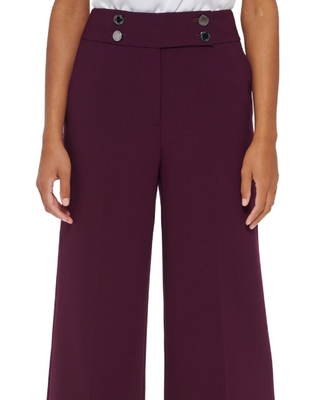 Calça Calvin Klein Feminina Cintura Alta Perna Larga Roxa Tamanho 6