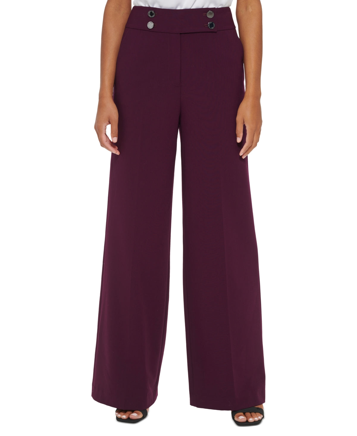 Calça Calvin Klein Feminina Cintura Alta Perna Larga Roxa Tamanho 6