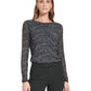 Blusa Calvin Klein Feminina Manga Longa Estampada em Malha Preta Tamanho Médio