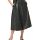 Calvin Klein Saia Midi Feminina Cintura Amarrada Couro Sintético Preta Tamanho 10