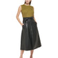 Calvin Klein Saia Midi Feminina Cintura Amarrada Couro Sintético Preta Tamanho 10