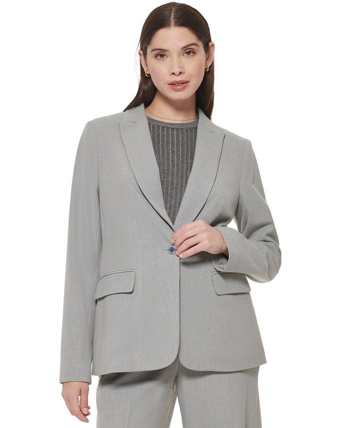 Calvin Klein Blazer Feminino de Um Botão Cinza Tamanho 12