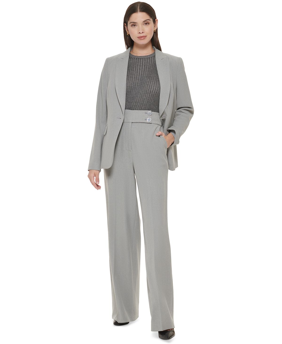 Calvin Klein Blazer Feminino de Um Botão Cinza Tamanho 12