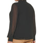 Blusa Calvin Klein Feminina Manga Longa com Babados Preta Tamanho 2X