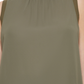 Blusa feminina Calvin Klein canelada, gola alta, sem mangas, verde, tamanho médio