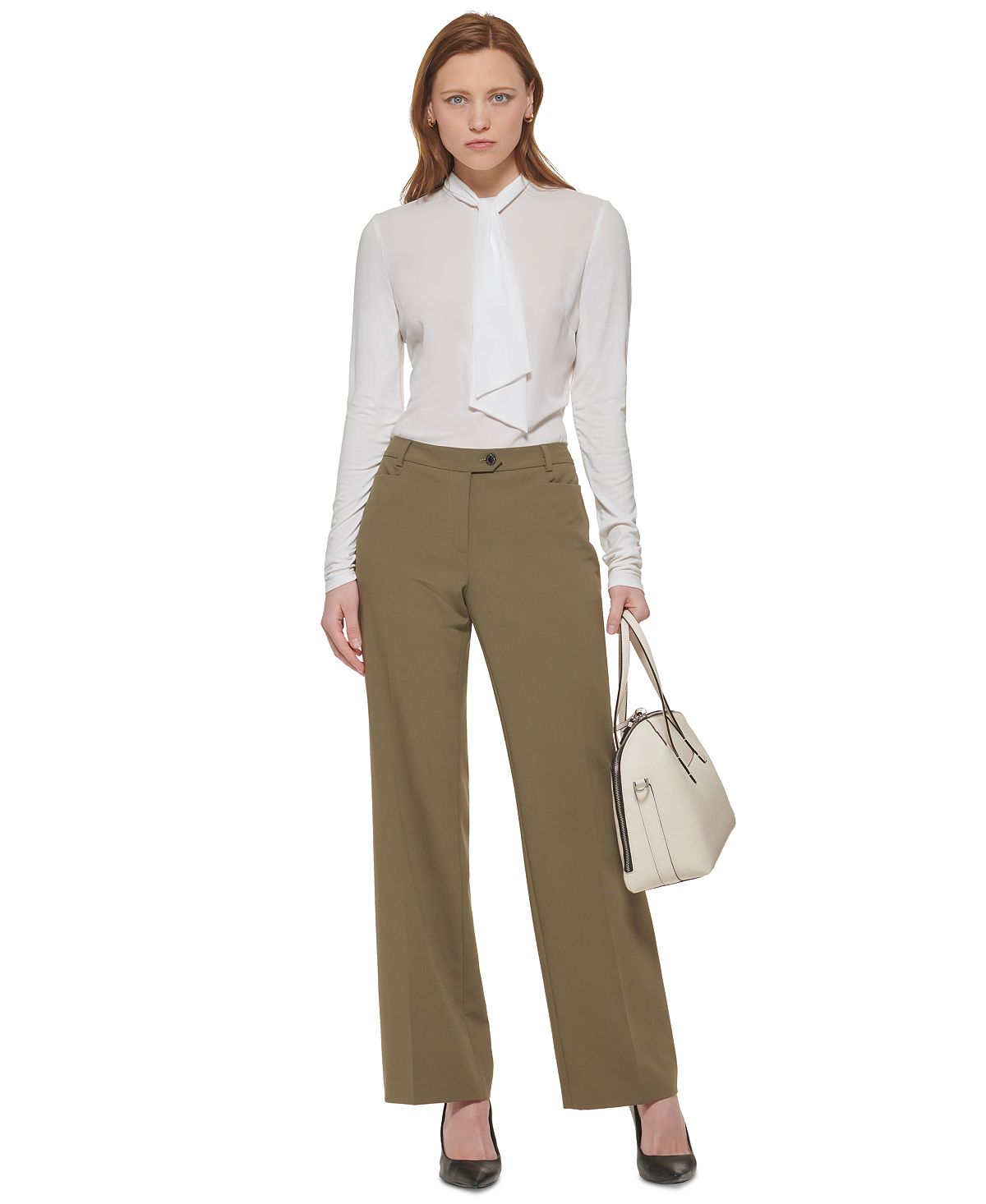 Calça Calvin Klein Lux Modern Fit Feminina Marrom Tamanho 2