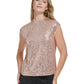 Blusa Calvin Klein Feminina Manga Curta com Lantejoulas, Amarela, Tamanho Grande