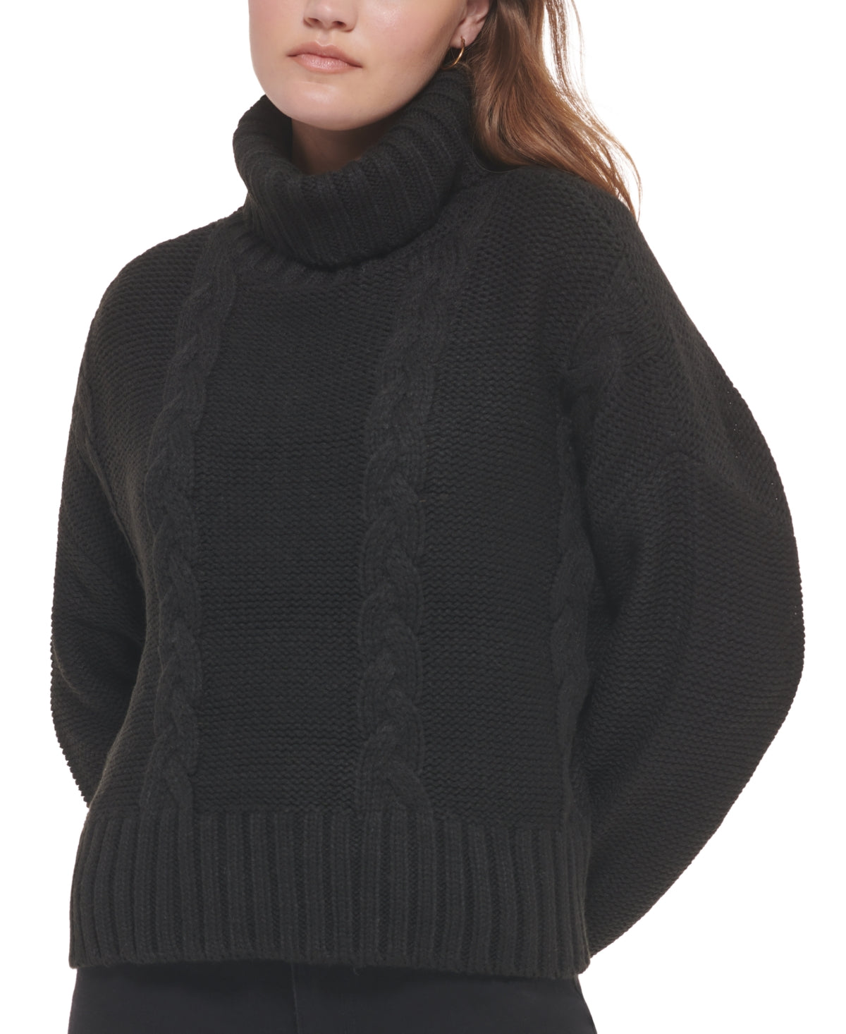 Suéter Calvin Klein Feminino de Tricô com Manga Longa e Gola Alta Preto Tamanho Médio