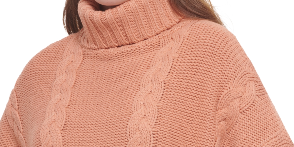 Suéter Calvin Klein Feminino de Tricô com Manga Longa e Gola Alta Rosa Tamanho Médio