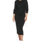 Vestido Calvin Klein Jeans Feminino Manga Longa Gola Redonda Fenda Lateral Preto Tamanho P