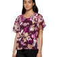 Blusa Calvin Klein Feminina Estampada Chiffon Manga Flutter Roxa Tamanho Grande