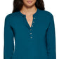 Calvin Klein Feminino Manga 3/4 Botões Frontais Henley Verde Tamanho X-G