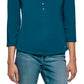 Calvin Klein Feminino Manga 3/4 Botões Frontais Henley Verde Tamanho X-G