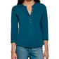 Calvin Klein Feminino Manga 3/4 Botões Frontais Henley Verde Tamanho P