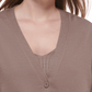 Calvin Klein Cardigan Feminino Manga Canelada Botões Frontais Marrom Tamanho Grande