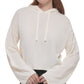 Blusa feminina Calvin Klein Jeans com capuz e manga sino, branca, tamanho extragrande