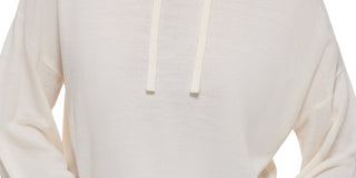 Blusa feminina Calvin Klein Jeans com capuz e manga sino, branca, tamanho extragrande