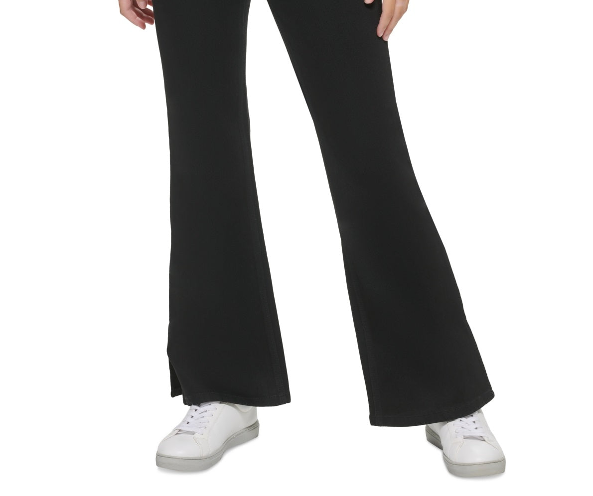 Calça jeans feminina Calvin Klein Jeans cintura alta flare com fenda, preta, tamanho 30