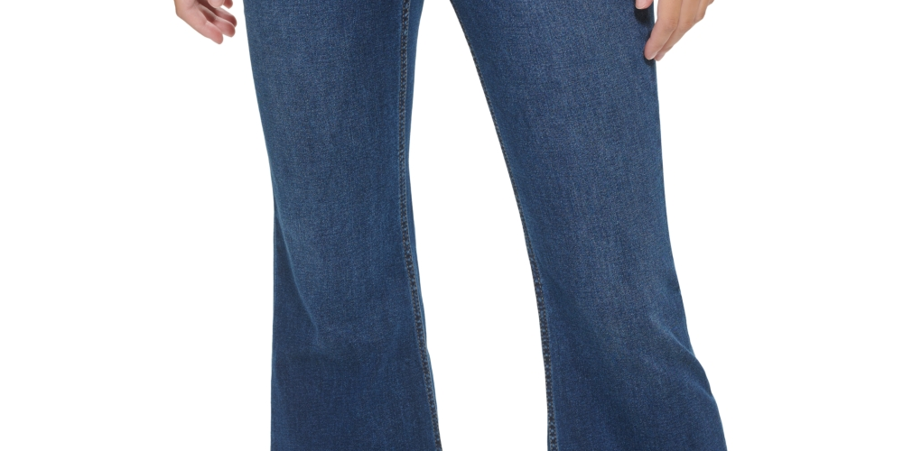 Calça Jeans Calvin Klein Feminina Cintura Alta Flare Bainha Fenda Azul Tamanho 31
