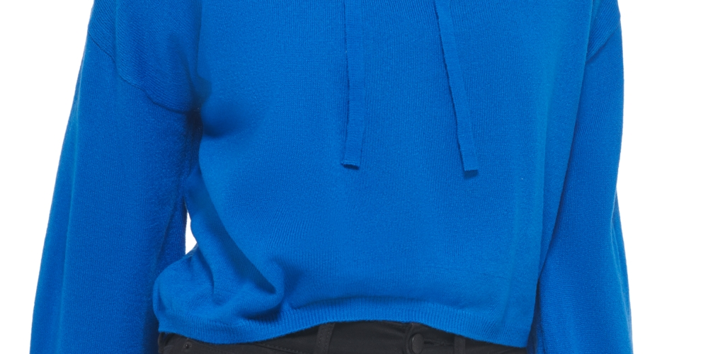 Blusa feminina Calvin Klein com capuz e manga sino, azul, tamanho médio