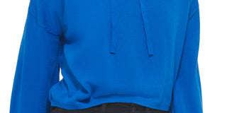 Blusa feminina Calvin Klein com capuz e manga sino, azul, tamanho médio