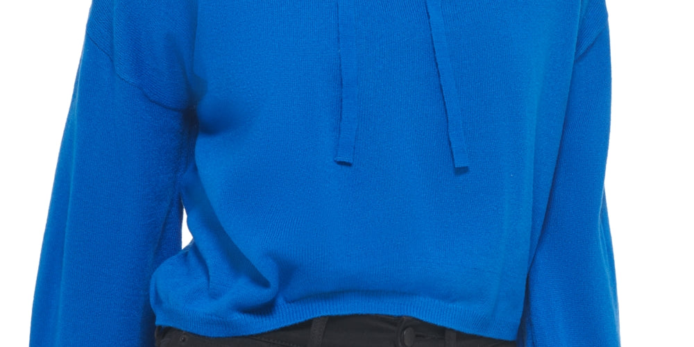 Blusa feminina Calvin Klein com capuz e manga sino, azul, tamanho pequeno