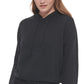 Blusa feminina Calvin Klein com capuz e manga sino, preta, tamanho médio