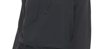 Blusa feminina Calvin Klein Jeans com capuz e manga sino, preta, tamanho pequeno