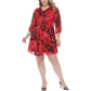 Vestido Calvin Klein Feminino em Chiffon com Acabamento Pintuck Vermelho Tamanho 14