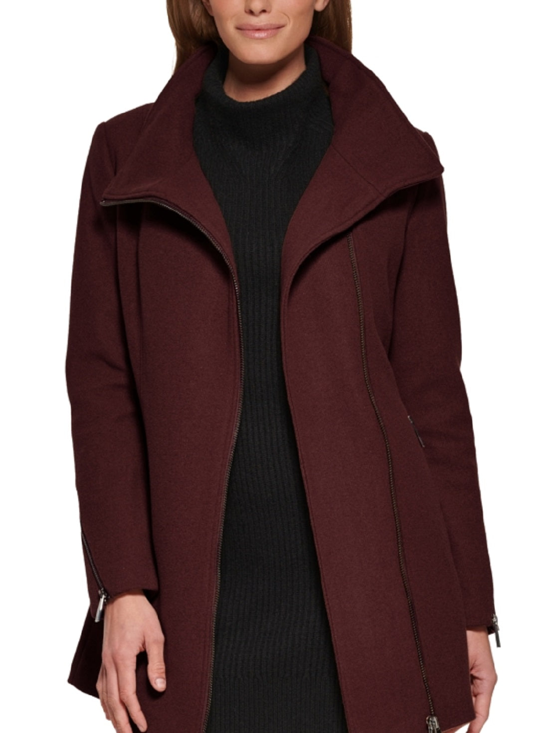 Casaco Calvin Klein Feminino Assimétrico com Zíper Vermelho Tamanho X-G