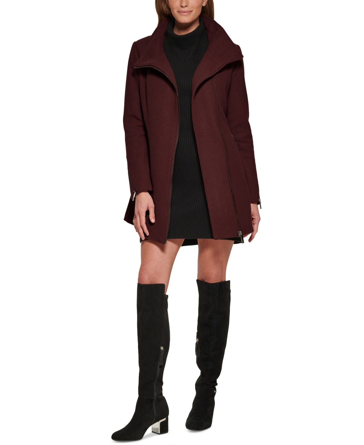 Casaco Calvin Klein Feminino Assimétrico com Zíper Vermelho Tamanho X-G